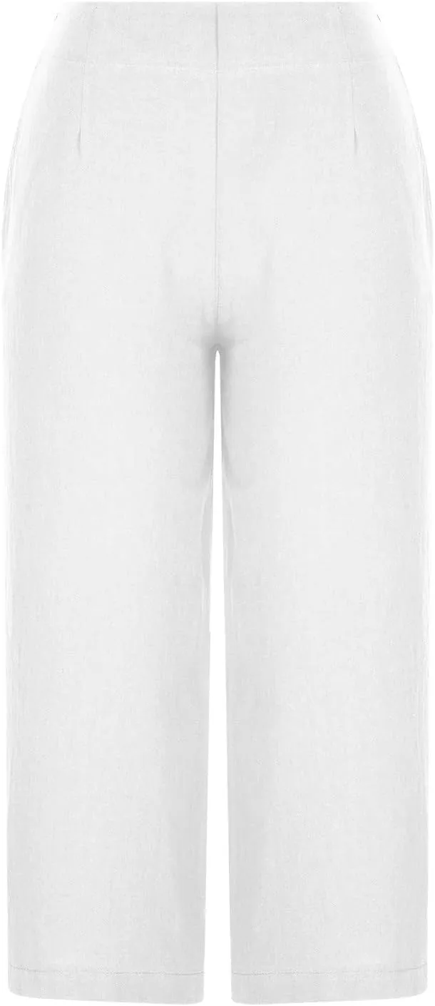 Linen Pants Women Wide Leg Elastic Back Waist Casual Loose Yoga Pants 2024 Fashion Baggy Trouser Summer Beach Outfit