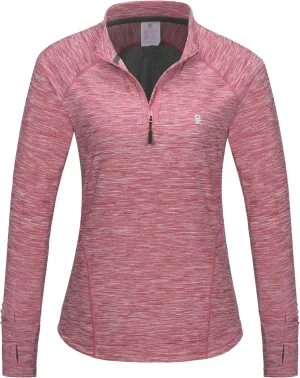 Little Donkey Andy Women's Lightweight Quarter Zip Pullover, UPF 50 Long Sleeve Athletic Shirts for Running Golf Workout
