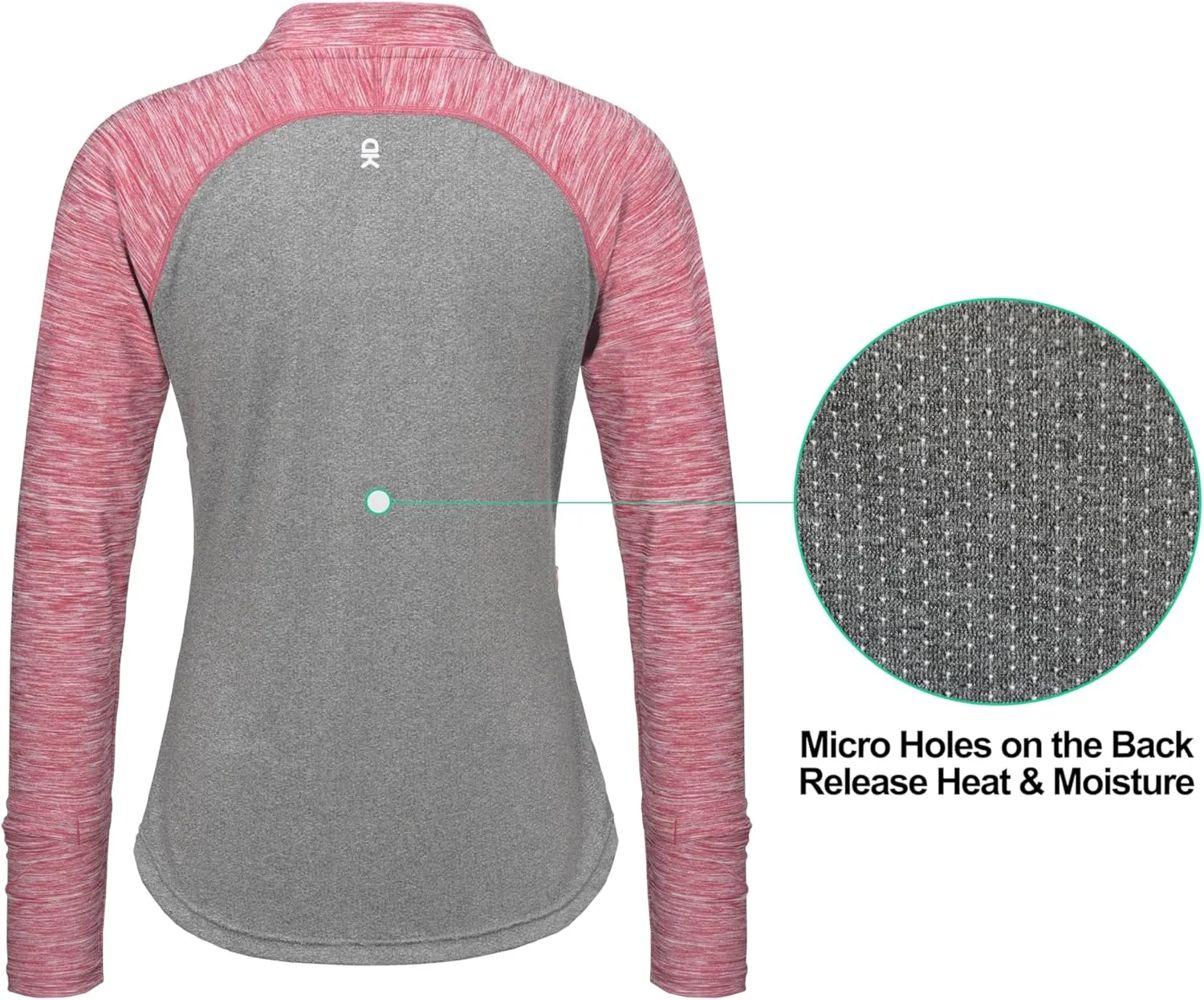 Little Donkey Andy Women's Lightweight Quarter Zip Pullover, UPF 50 Long Sleeve Athletic Shirts for Running Golf Workout