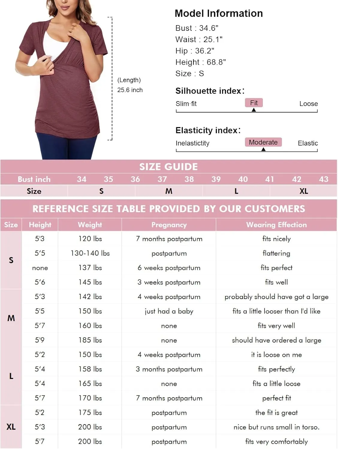 Liu & Qu Women's Maternity Nursing Tops, Layered Wrap for Breastfeeding, V-Neck Short Sleeve Tee Shirts 3 Packs