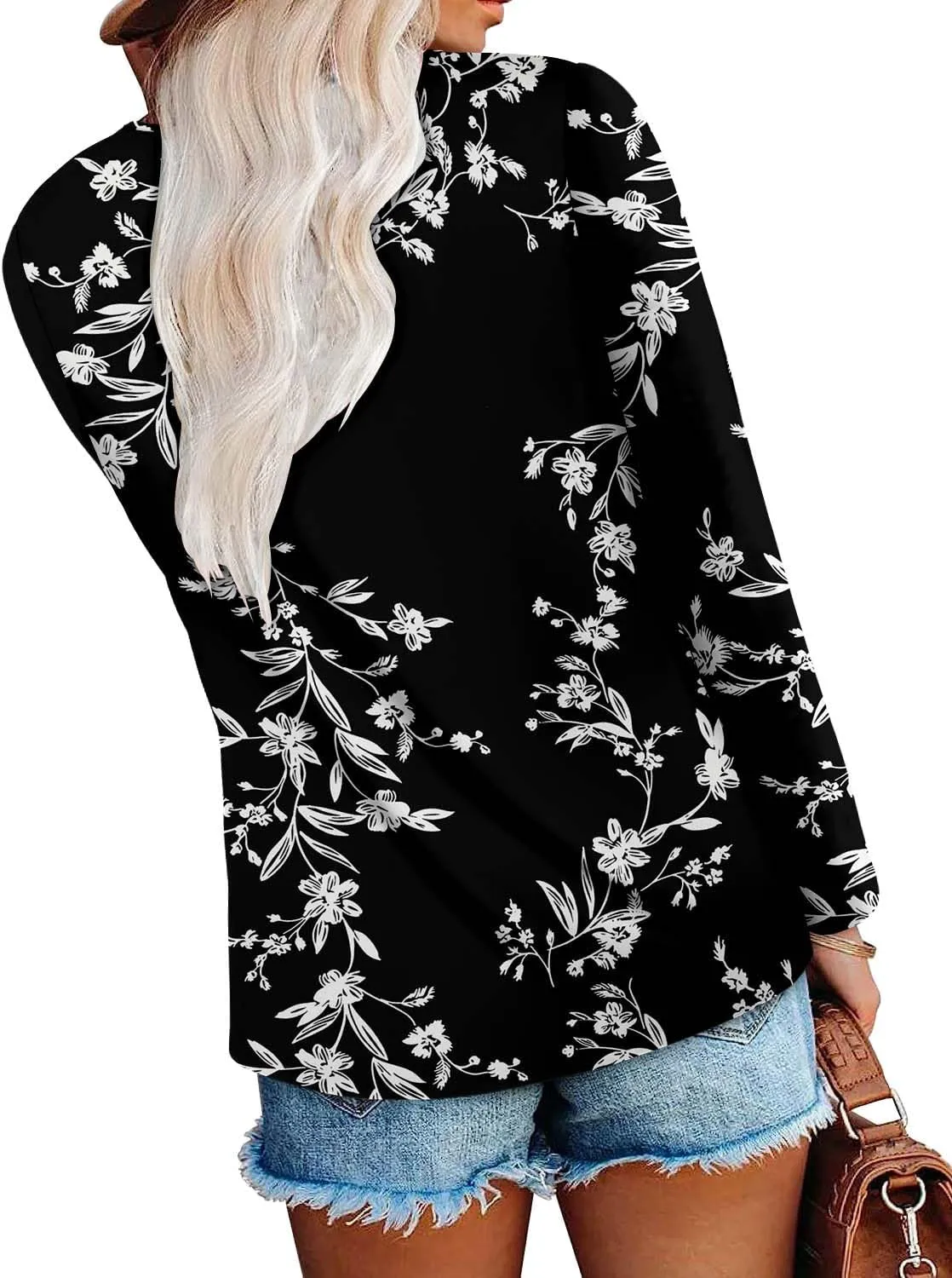 Long Sleeve Shirts for Women Fashion V Neck Basics Casual Top Fitted Tunic Tops