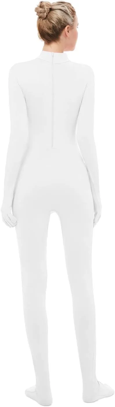 Long Sleeve Unitard Mock Turtleneck Full Body Spandex Footed Bodysuit Costume Jumpsuit Adult Unisex