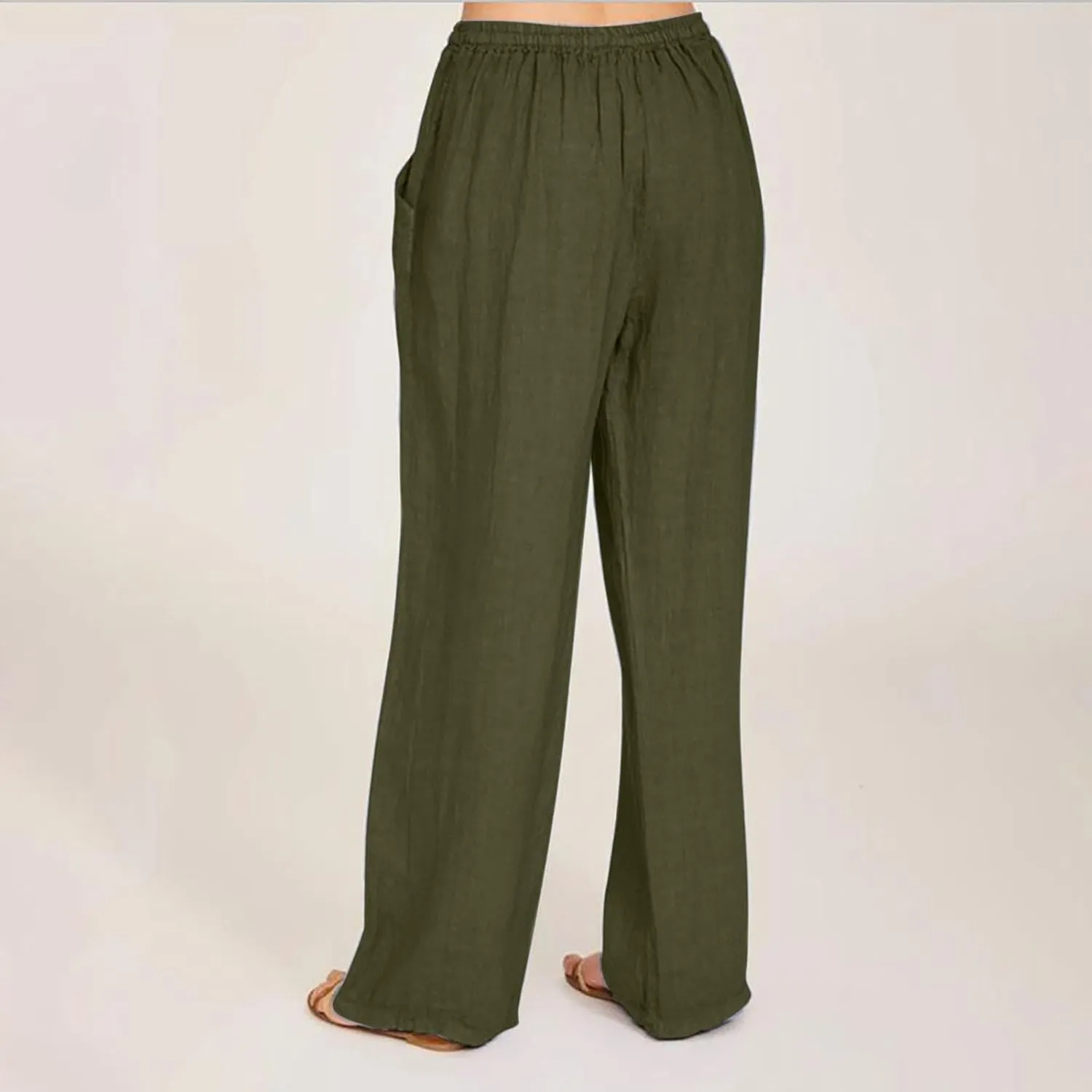 Loose Pants for Women Baggy Wide Leg Trouser Flowy Summer Linen Slacks Comfy Business Casual Pants with Pockets