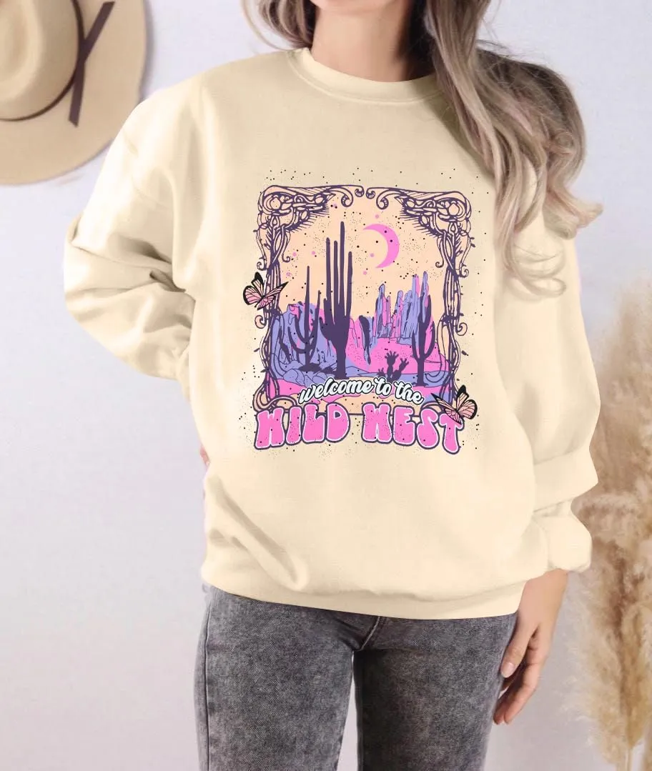 LUKYCILD Western Shirts for Women Oversized Sweatshirt Wild West Sweatshirt Cowgirl Rodeo Shirt Graphic Long Sleeve Pullover