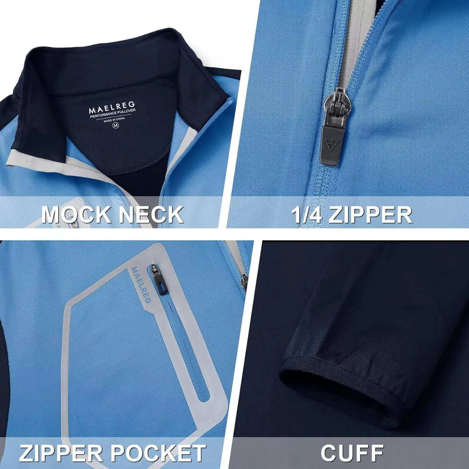 M MAELREG Quarter Zip Pullover Men Moisture Wicking Fleece lined Dry Fit Mock Neck Golf 1/4 Zip Pullover Mens Sweatshirt