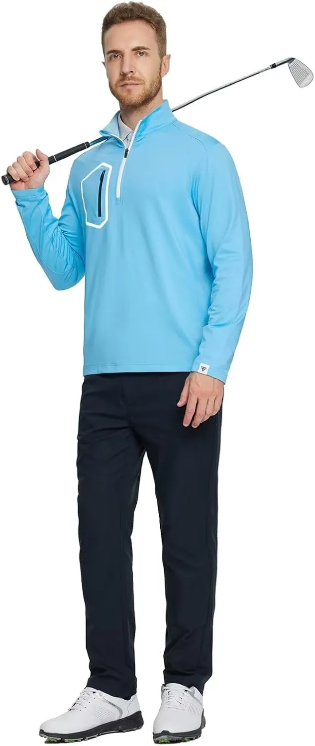 M MAELREG Quarter Zip Pullover Men Moisture Wicking Fleece lined Dry Fit Mock Neck Golf 1/4 Zip Pullover Mens Sweatshirt