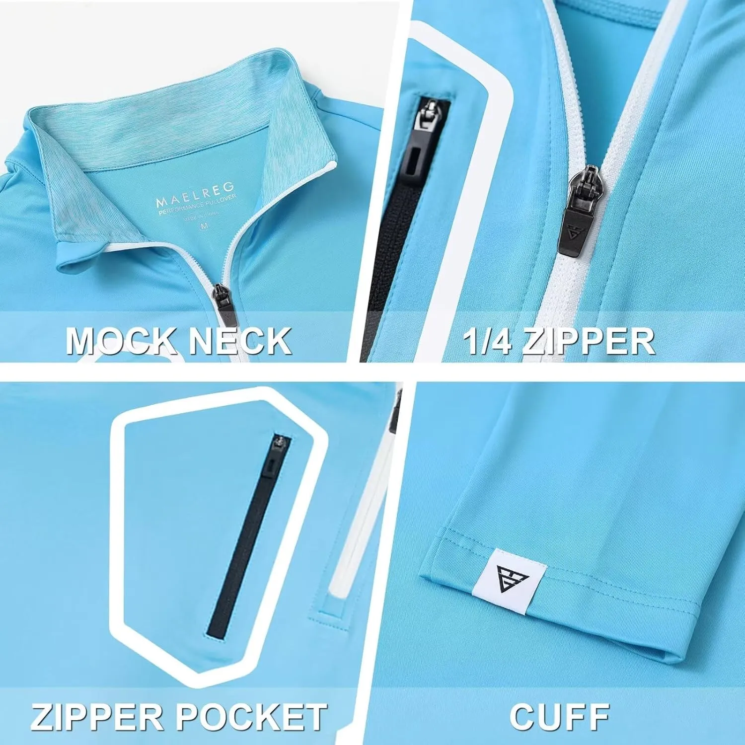 M MAELREG Quarter Zip Pullover Men Moisture Wicking Fleece lined Dry Fit Mock Neck Golf 1/4 Zip Pullover Mens Sweatshirt
