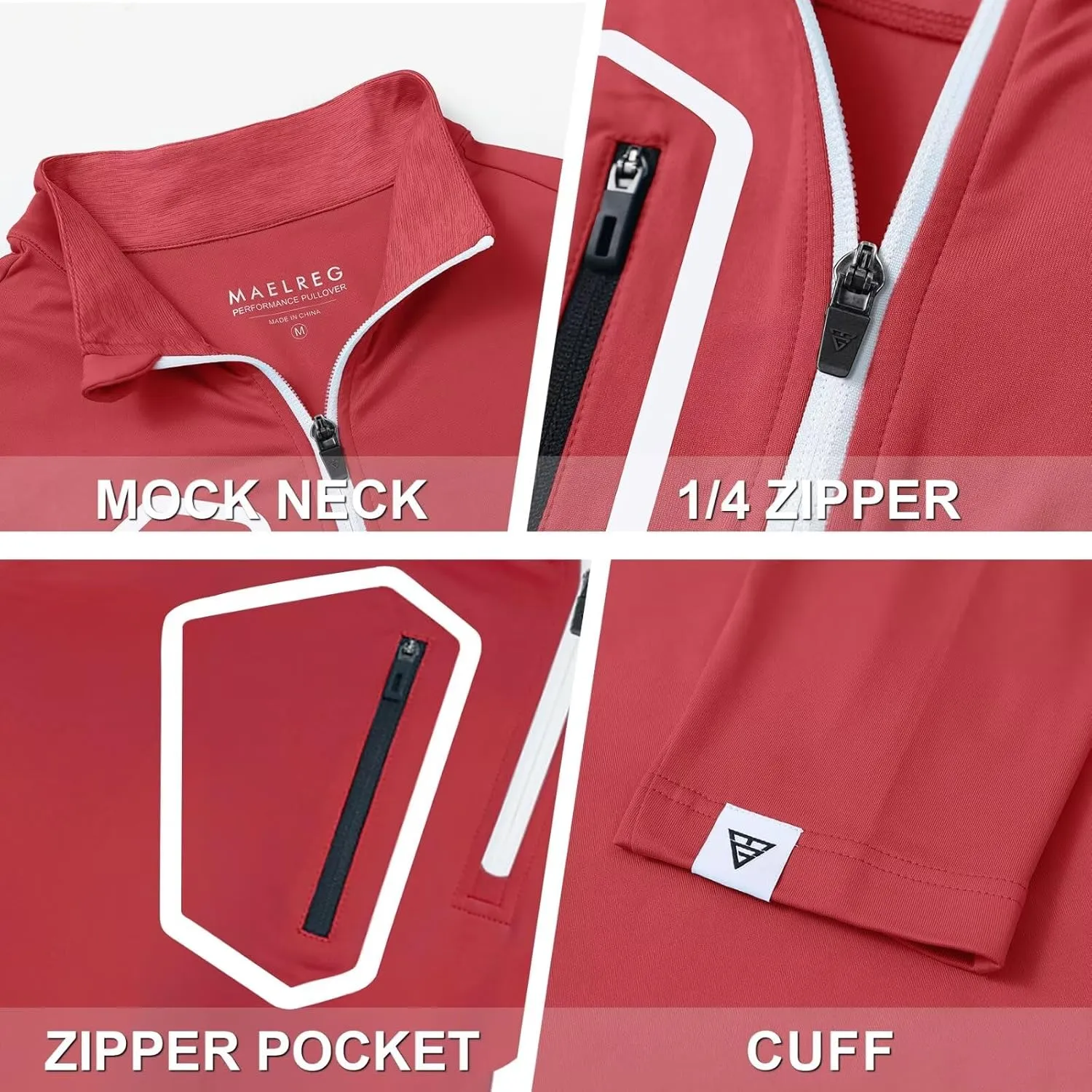 M MAELREG Quarter Zip Pullover Men Moisture Wicking Fleece lined Dry Fit Mock Neck Golf 1/4 Zip Pullover Mens Sweatshirt