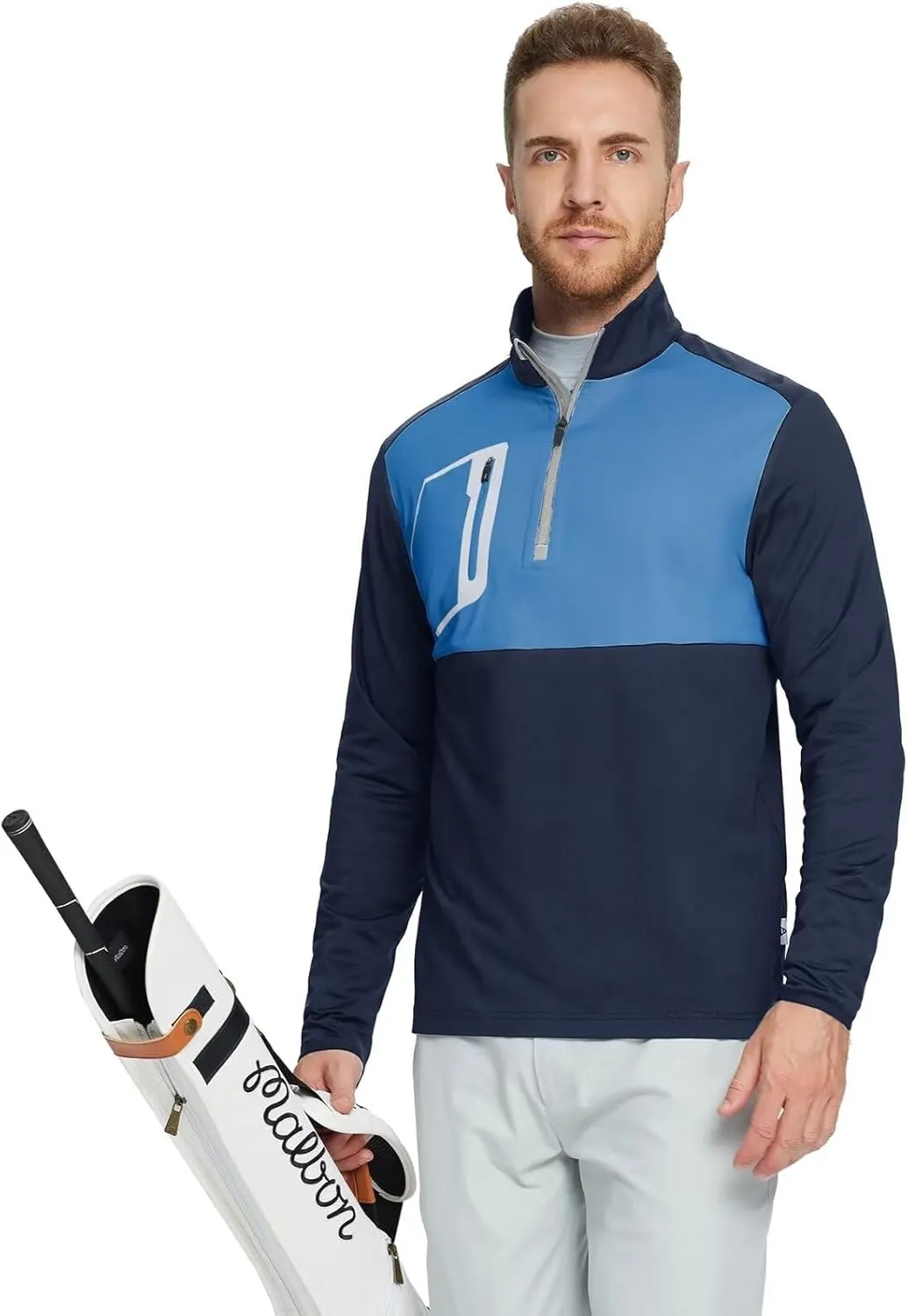 M MAELREG Quarter Zip Pullover Men Moisture Wicking Fleece lined Dry Fit Mock Neck Golf 1/4 Zip Pullover Mens Sweatshirt