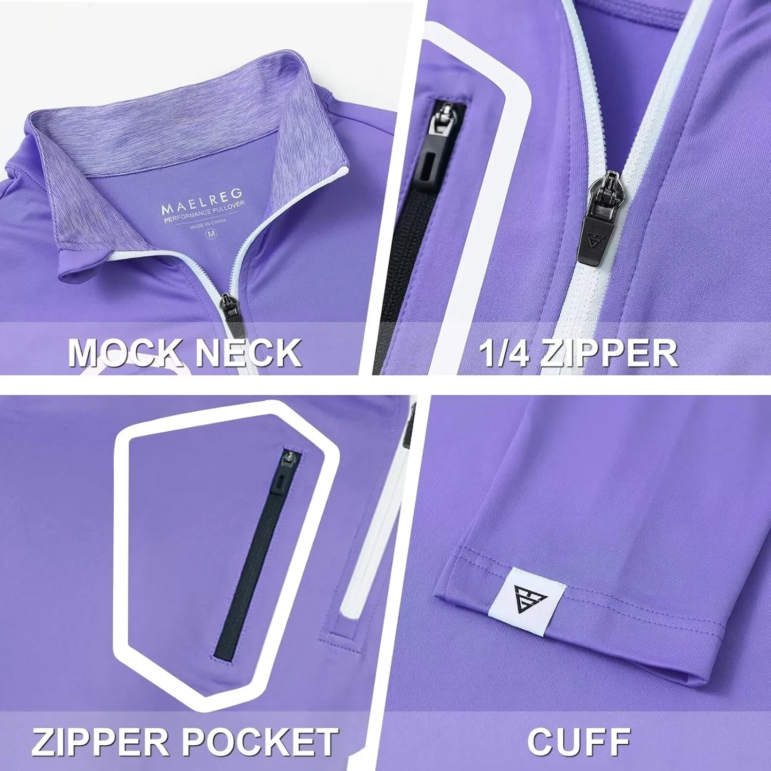 M MAELREG Quarter Zip Pullover Men Moisture Wicking Fleece lined Dry Fit Mock Neck Golf 1/4 Zip Pullover Mens Sweatshirt