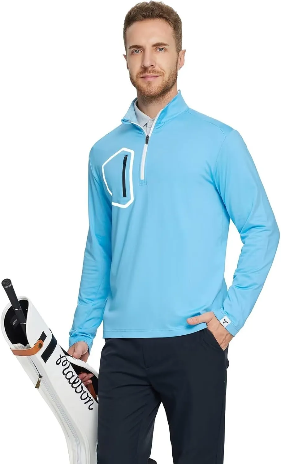 M MAELREG Quarter Zip Pullover Men Moisture Wicking Fleece lined Dry Fit Mock Neck Golf 1/4 Zip Pullover Mens Sweatshirt