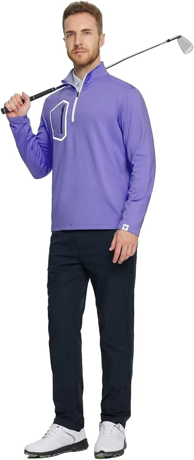 M MAELREG Quarter Zip Pullover Men Moisture Wicking Fleece lined Dry Fit Mock Neck Golf 1/4 Zip Pullover Mens Sweatshirt