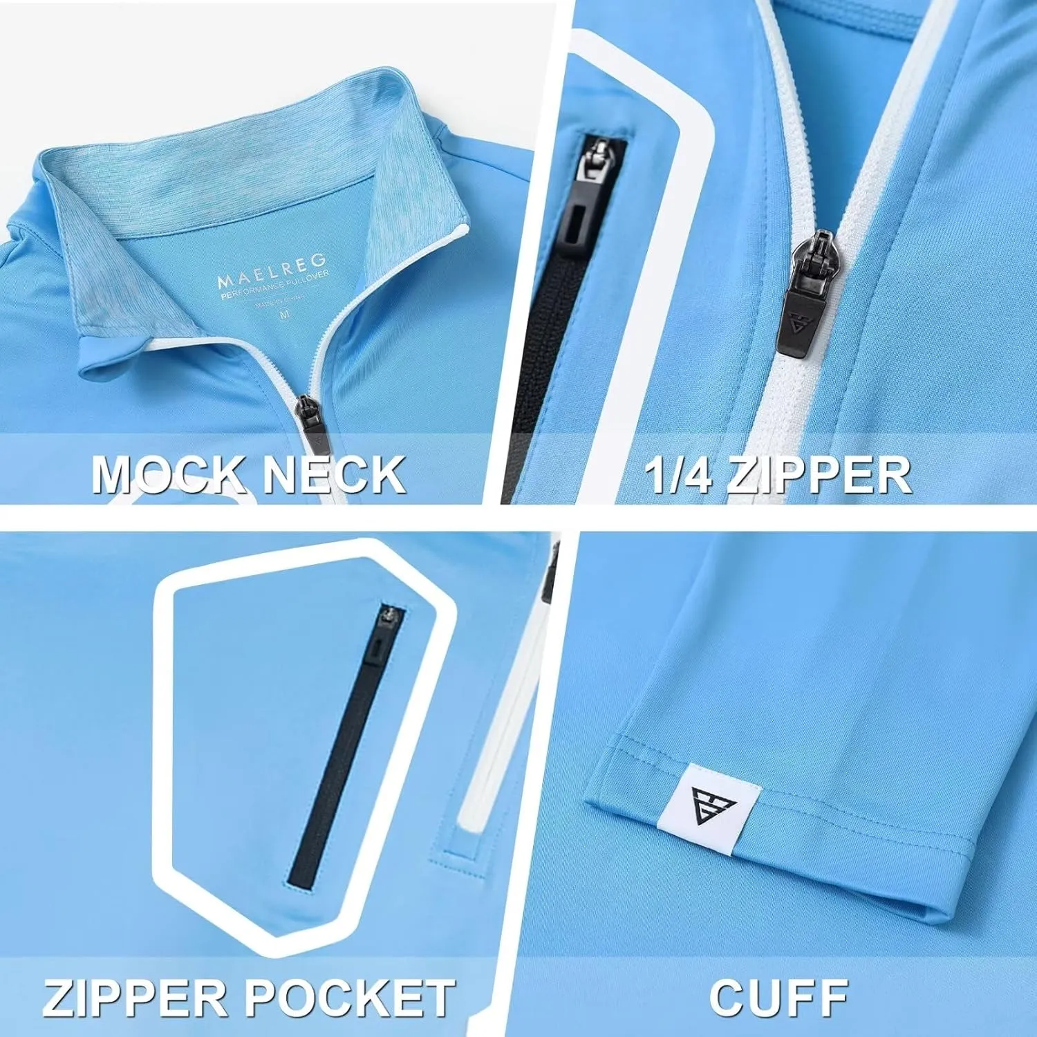 M MAELREG Quarter Zip Pullover Men Moisture Wicking Fleece lined Dry Fit Mock Neck Golf 1/4 Zip Pullover Mens Sweatshirt