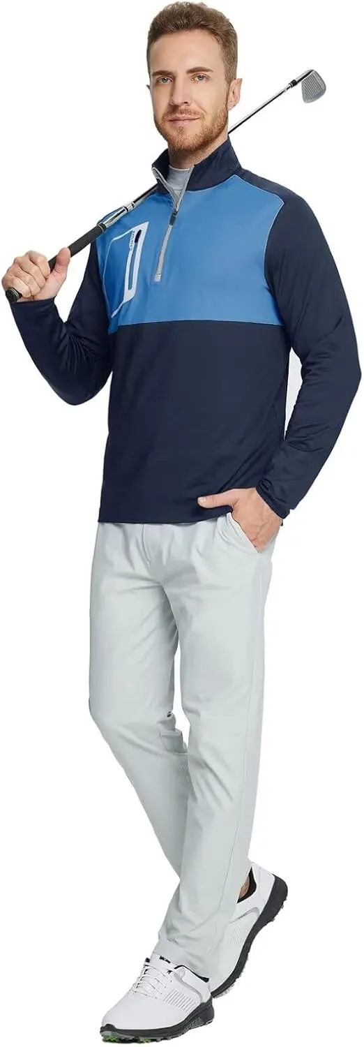 M MAELREG Quarter Zip Pullover Men Moisture Wicking Fleece lined Dry Fit Mock Neck Golf 1/4 Zip Pullover Mens Sweatshirt