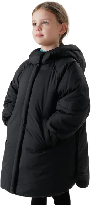 marc & janie Girls Long Sleeve Hooded Down Jacket Mid-Length Warm Coat Winter Tops 213655