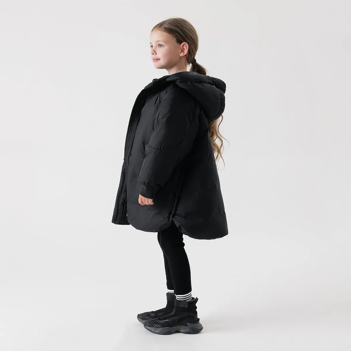 marc & janie Girls Long Sleeve Hooded Down Jacket Mid-Length Warm Coat Winter Tops 213655