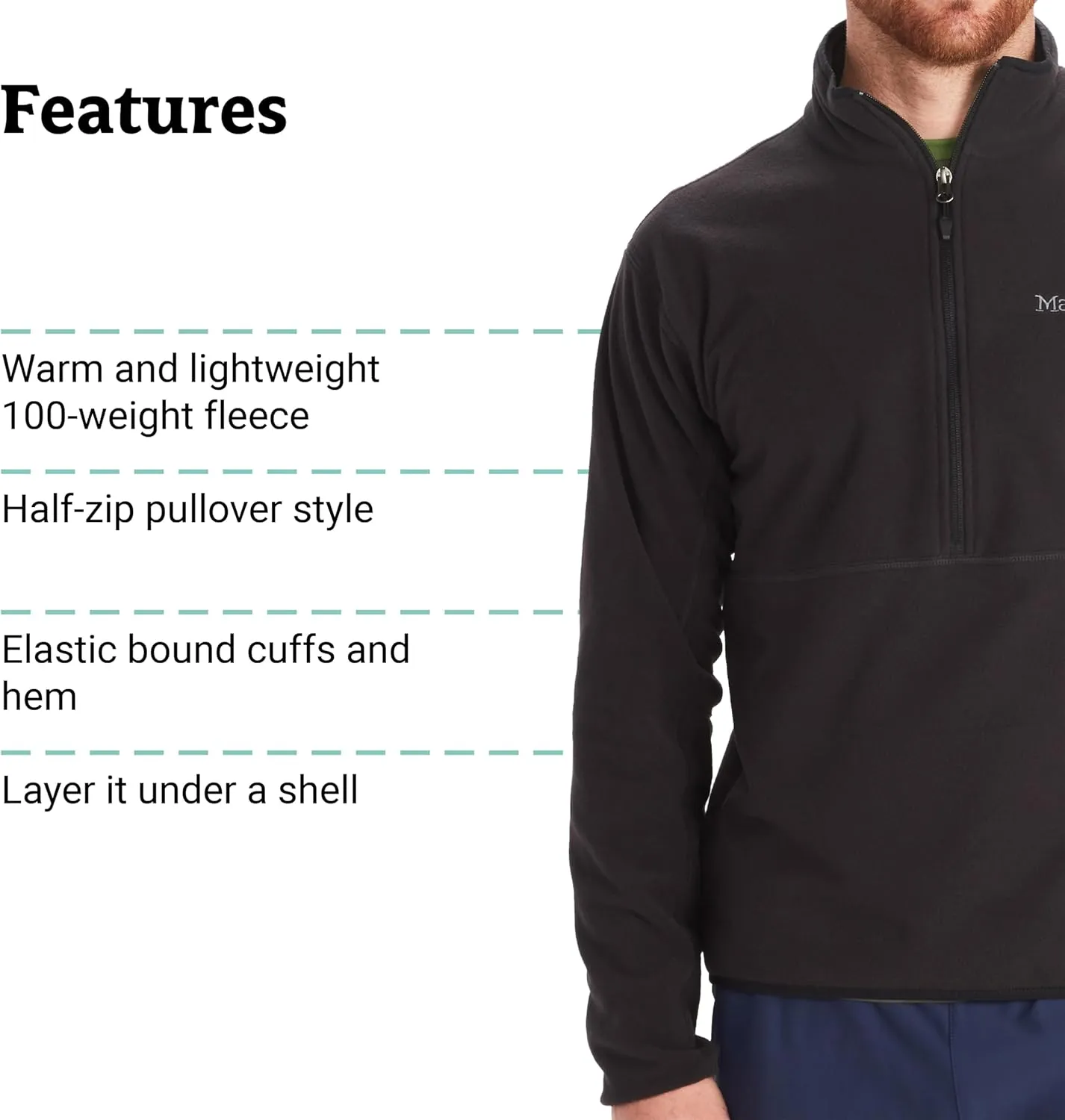MARMOT Men's Rocklin 1/2 Zip Fleece Pullover Jacket