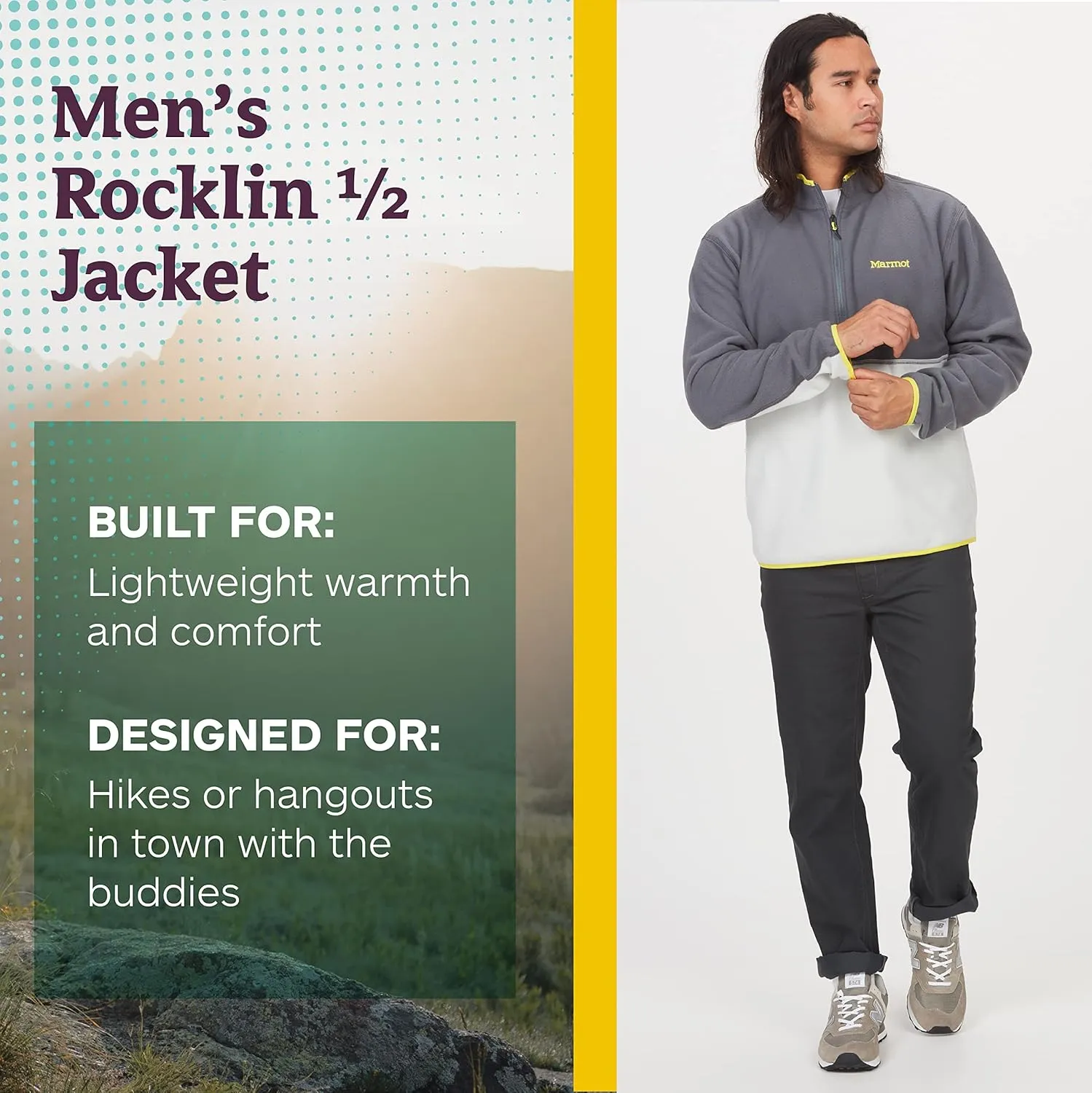 MARMOT Men's Rocklin 1/2 Zip Fleece Pullover Jacket