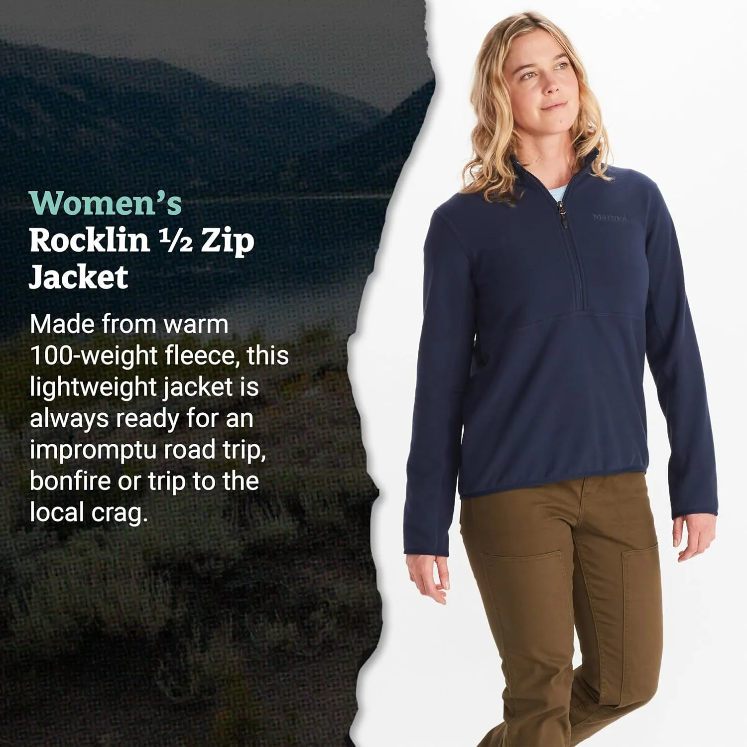 MARMOT Women's Rocklin 1/2 Zip Jacket - Classic, Warm, Lightweight 100-Weight Fleece Layer