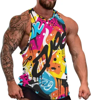 MARSVOVO Muscle Men's Hip Hop Tank Tops Vintage Y2K Street Graphic Casual Cotton Blend Quick-Dry Summer 2024 Sportswear