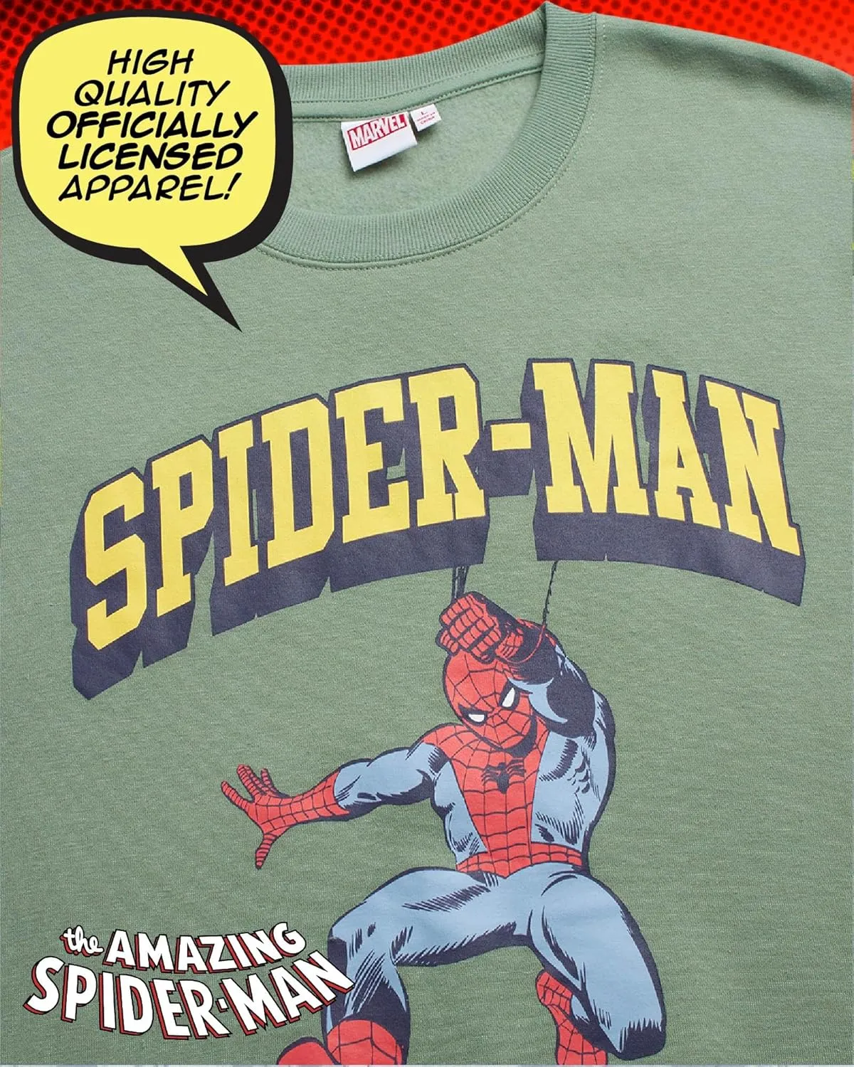 Marvel Avengers Men's Graphic Sweatshirt - The Amazing Spider-Man Novelty Fleece Crew Neck Pullover Sweatshirt for Men (S-XL)