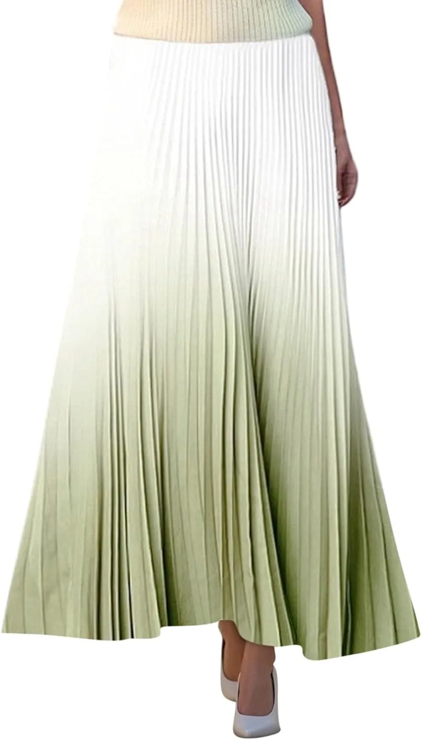 Maxi Skirts for Women 2025 Elastic Waist Peasant Trendy Business Casual Travel Pleated Beach Smocked Womens Floral Skirt