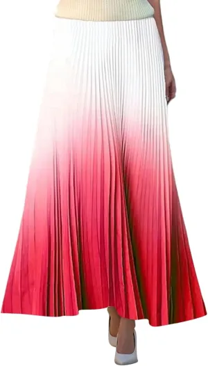 Maxi Skirts for Women 2025 Elastic Waist Peasant Trendy Business Casual Travel Pleated Beach Smocked Womens Floral Skirt