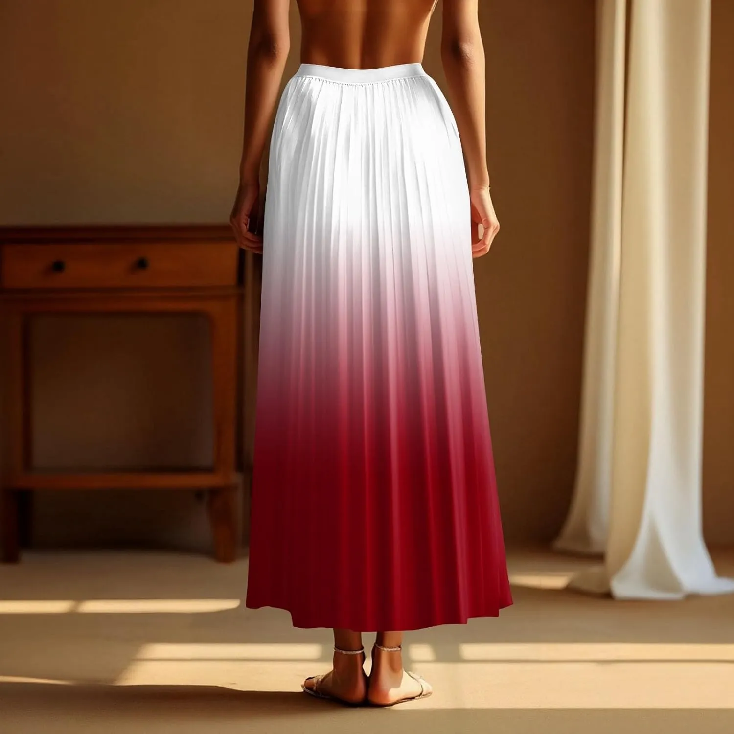 Maxi Skirts for Women 2025 Elastic Waist Peasant Trendy Business Casual Travel Pleated Beach Smocked Womens Floral Skirt