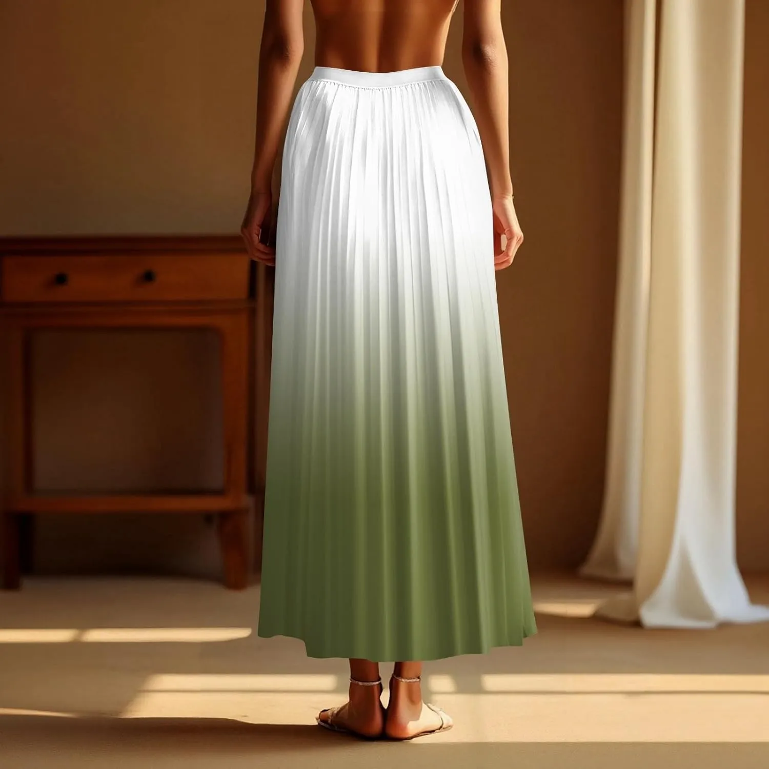 Maxi Skirts for Women 2025 Elastic Waist Peasant Trendy Business Casual Travel Pleated Beach Smocked Womens Floral Skirt