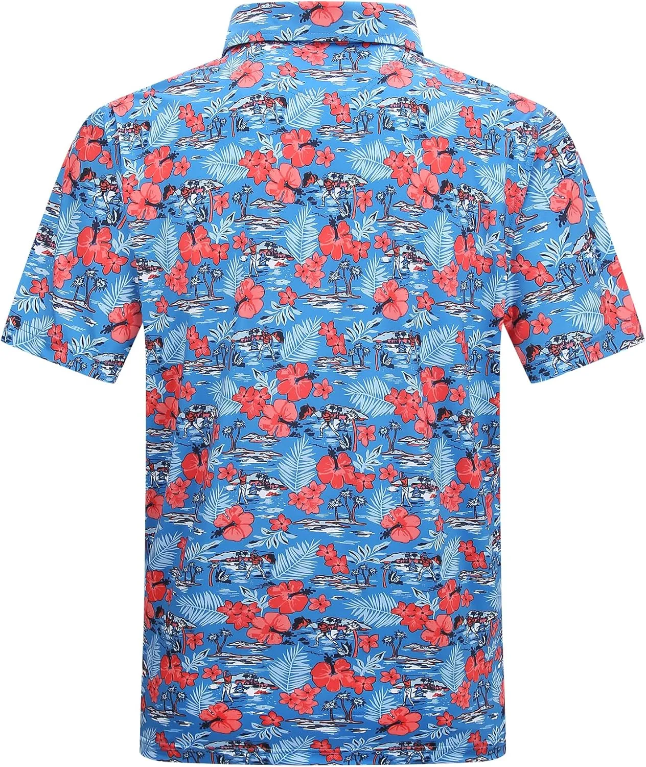 MCEDAR Mens Golf Polo Shirts Dry Fit Short Sleeve Performance Moisture Wicking Hawaiian Floral Print Casual Shirt S-3XL