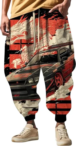 Men Hippie Harem Pants Men's Autumn Fun Print Fashion Street Feel Casual Sweatpants Hiking Outdoor Twill Track Pants