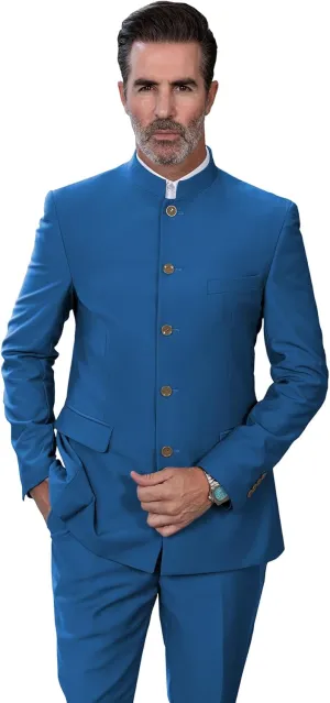 Men's 2 Pieces Suit Chinese Stand Collar Slim Fit Mandarin Formal Mens Suit Traditional Wedding Outfits