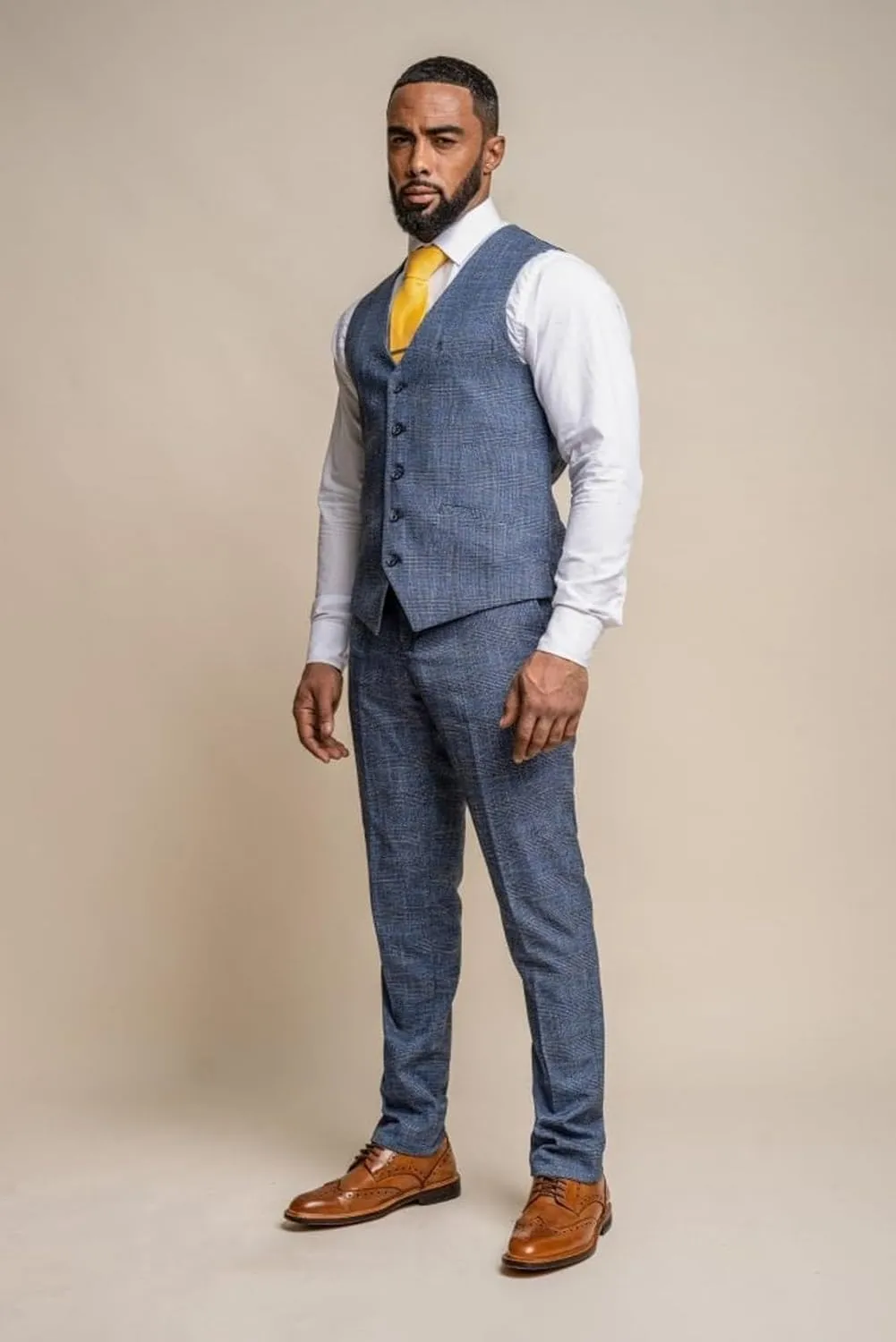 Mens and Boys Tweed Windowpane Check Slim Fit Suit Wedding Formal Set