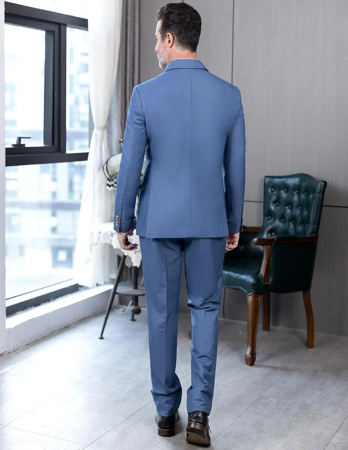 Men's Chinese Suits 4 Pockets Suit Blazer & Pant Button up Stand Collar Chinese Traditional Outfits 2 Pieces
