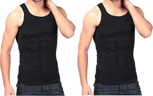 Men's Compression Undershirt Shirt Vest Tank Top Slim Body Shaper (X-Large, B.) Black - 2 Vest