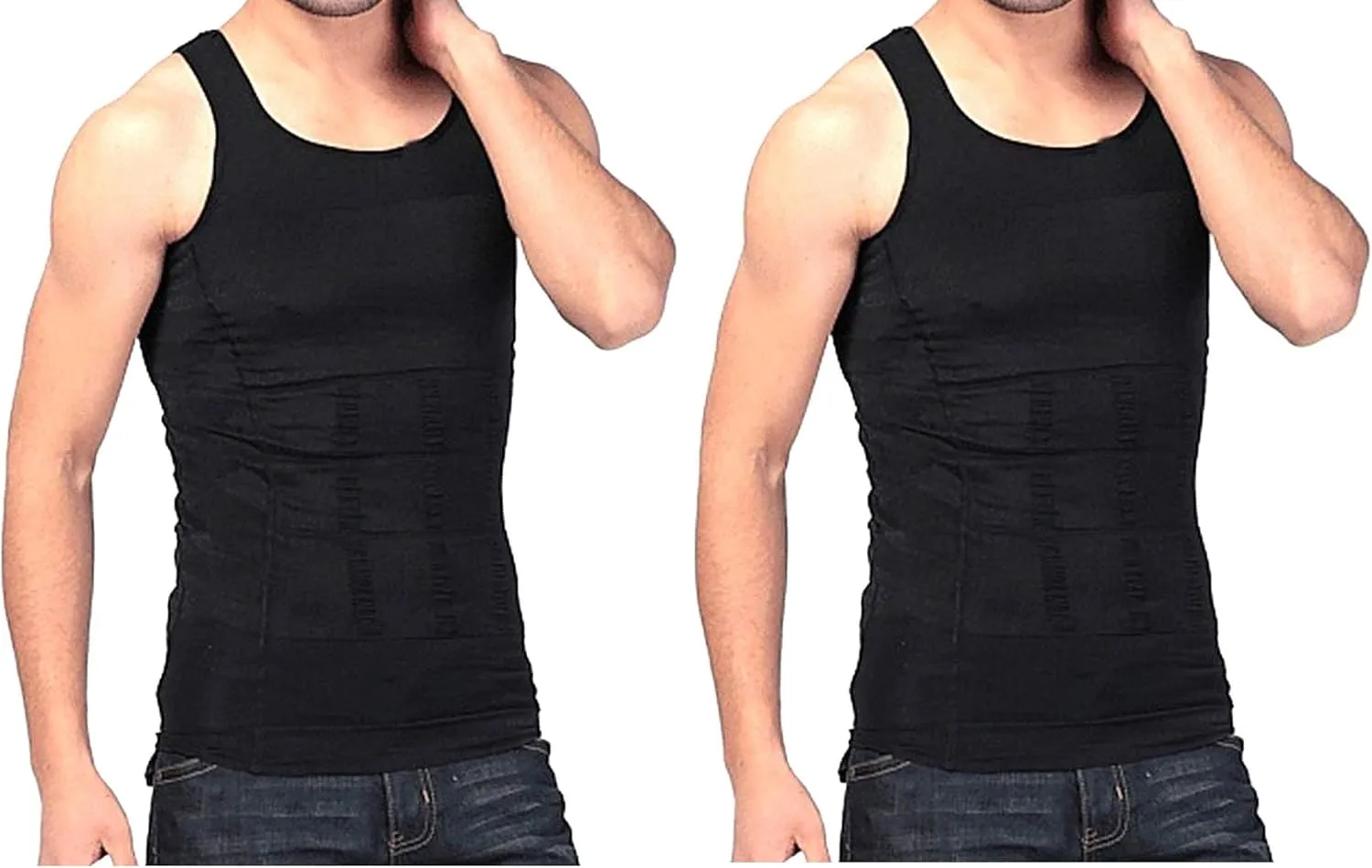 Men's Compression Undershirt Shirt Vest Tank Top Slim Body Shaper (X-Large, B.) Black - 2 Vest