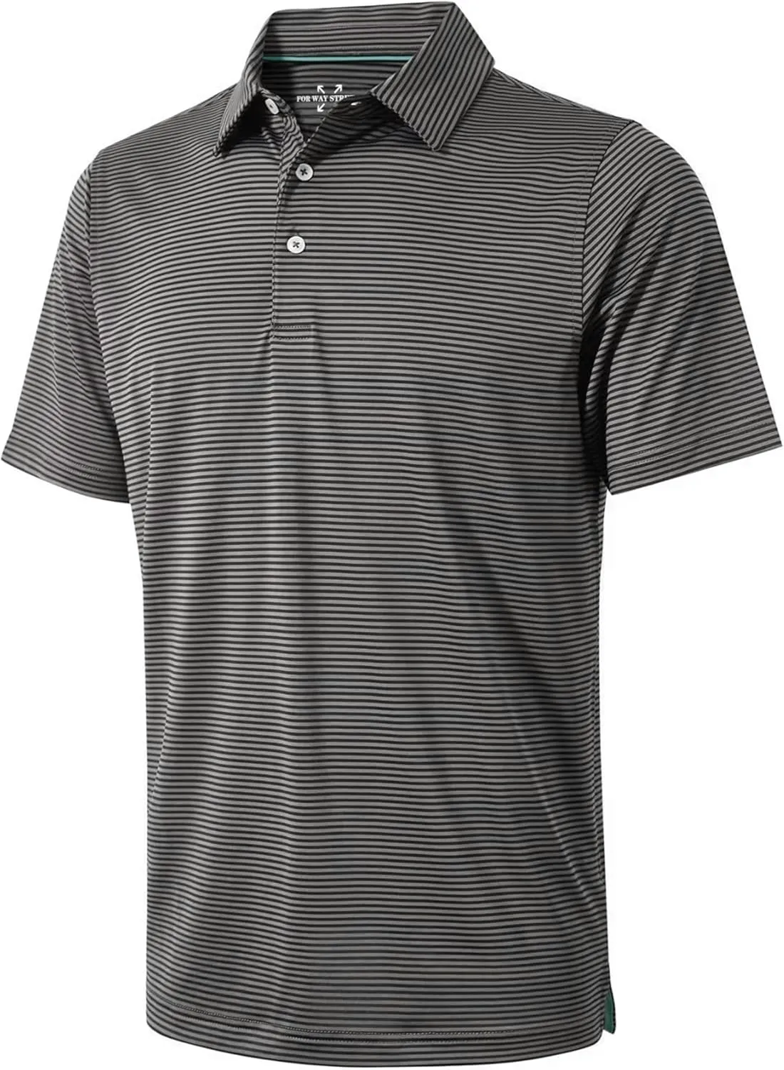 Mens Golf Polo Shirt Moisture Wicking Dry Fit Performance Athletic Short Sleeve Striped Golf Shirts for Men