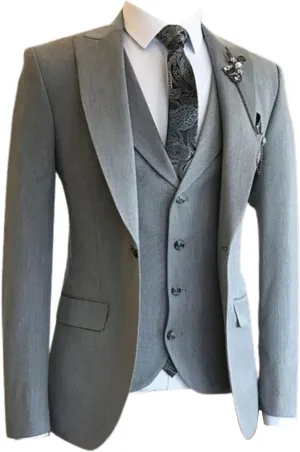 Men's Jacket Vest and Pants Suit Set One Button Party Leisure Peak Lapel Tuxedos
