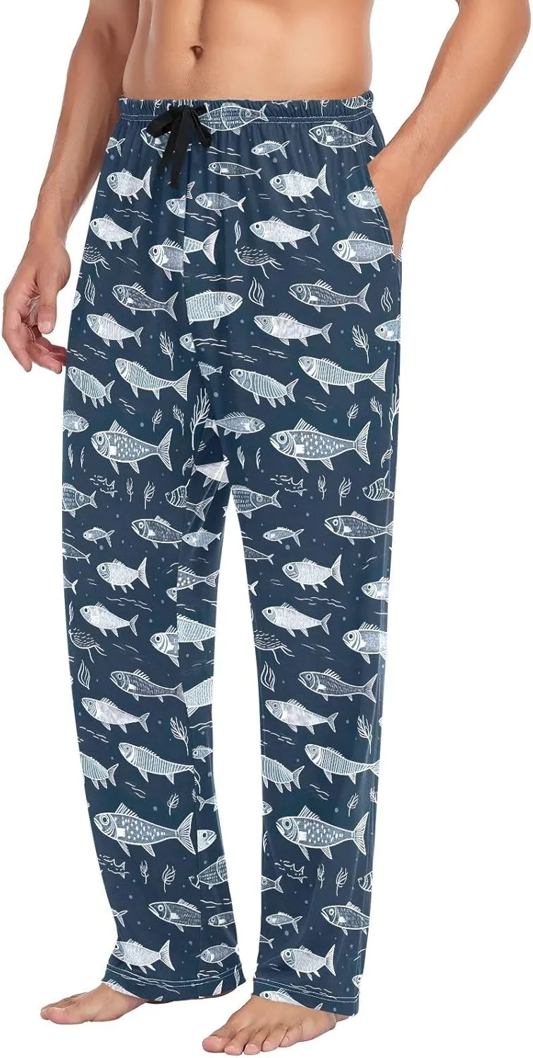 Men's Kawaii Frog Pajama Pants with Pockets,Sleep Lounge Pant Men Pajama Bottoms S