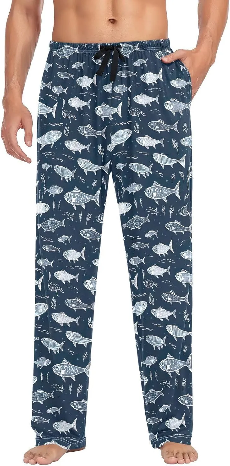 Men's Kawaii Frog Pajama Pants with Pockets,Sleep Lounge Pant Men Pajama Bottoms S