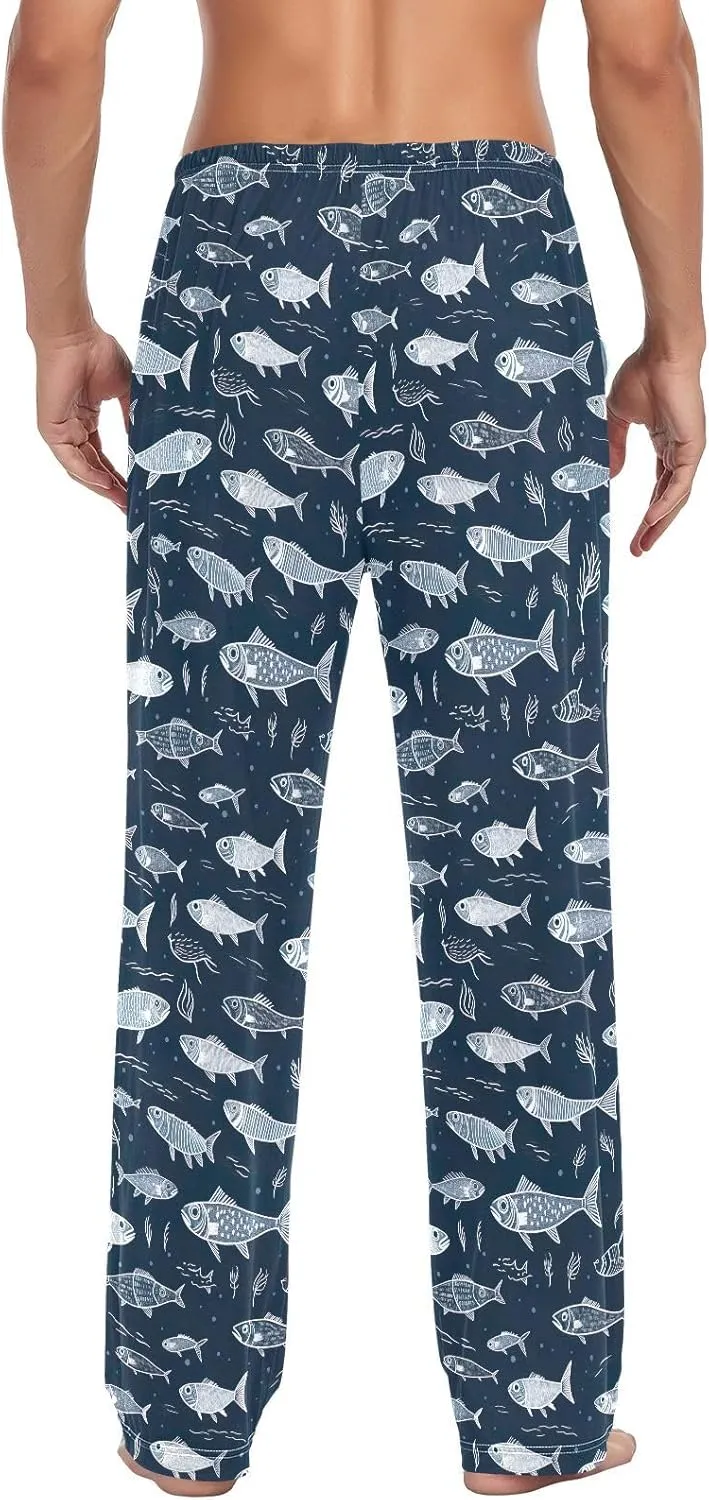 Men's Kawaii Frog Pajama Pants with Pockets,Sleep Lounge Pant Men Pajama Bottoms S