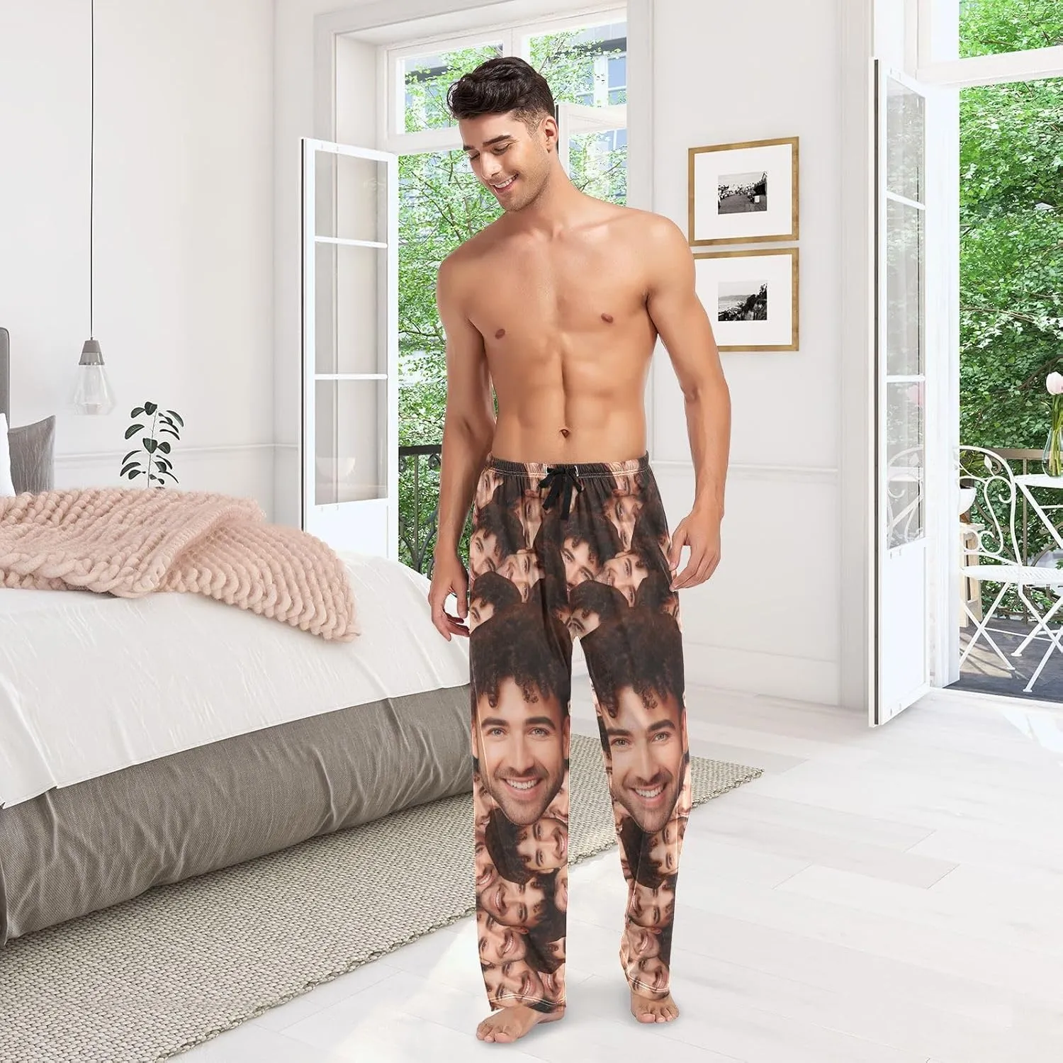 Men's Kawaii Frog Pajama Pants with Pockets,Sleep Lounge Pant Men Pajama Bottoms S