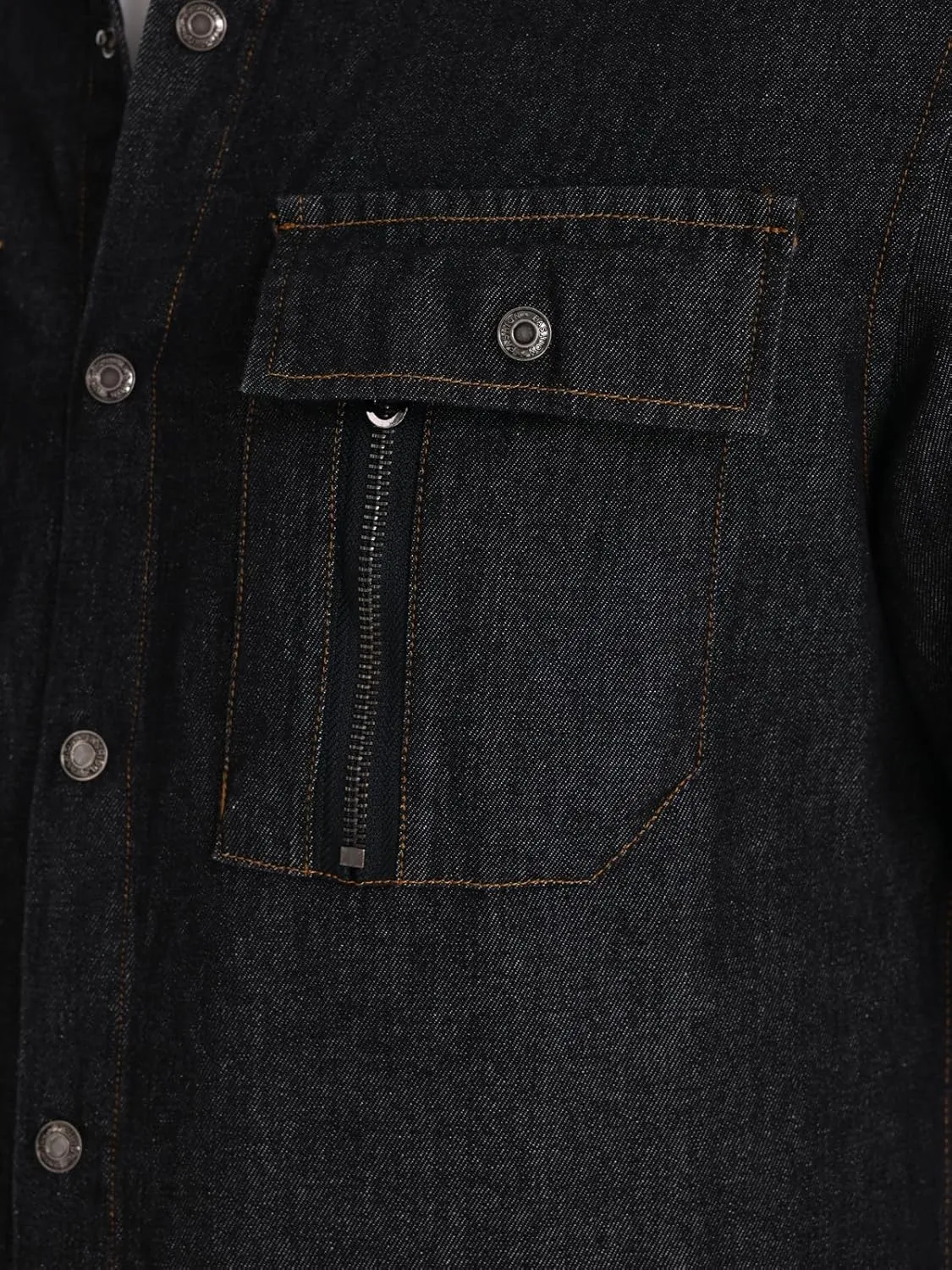 Mens Long Sleeve Denim Shirt Slim Fit Cotton Button Down Casual Work Shirts for Men Double Pocket
