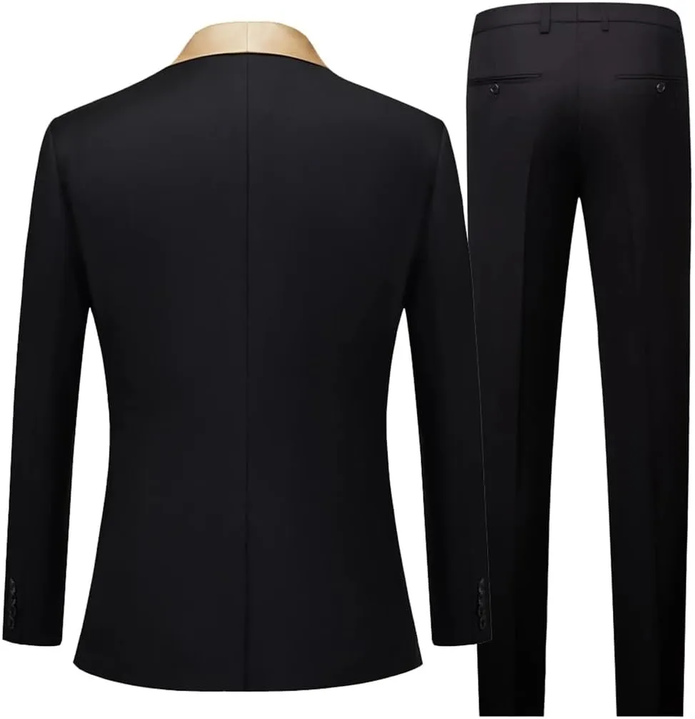 Men's Notch Lapel Suits Groom Tuxedos Bridegroom Wedding Dinner Suits 3PCS (Jacket Pants Vest)