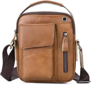 Men's Real Leather Bao Top Layer Leather Wear-resistant Casual Multi-male Crossbody Bag Single Shoulder Bag