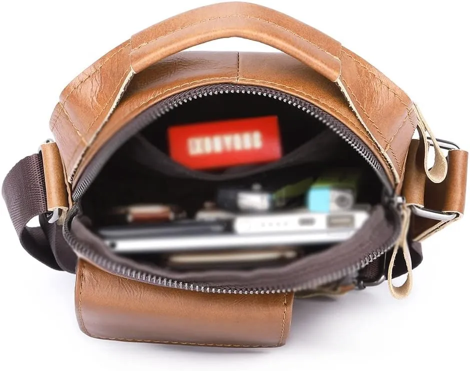 Men's Real Leather Bao Top Layer Leather Wear-resistant Casual Multi-male Crossbody Bag Single Shoulder Bag
