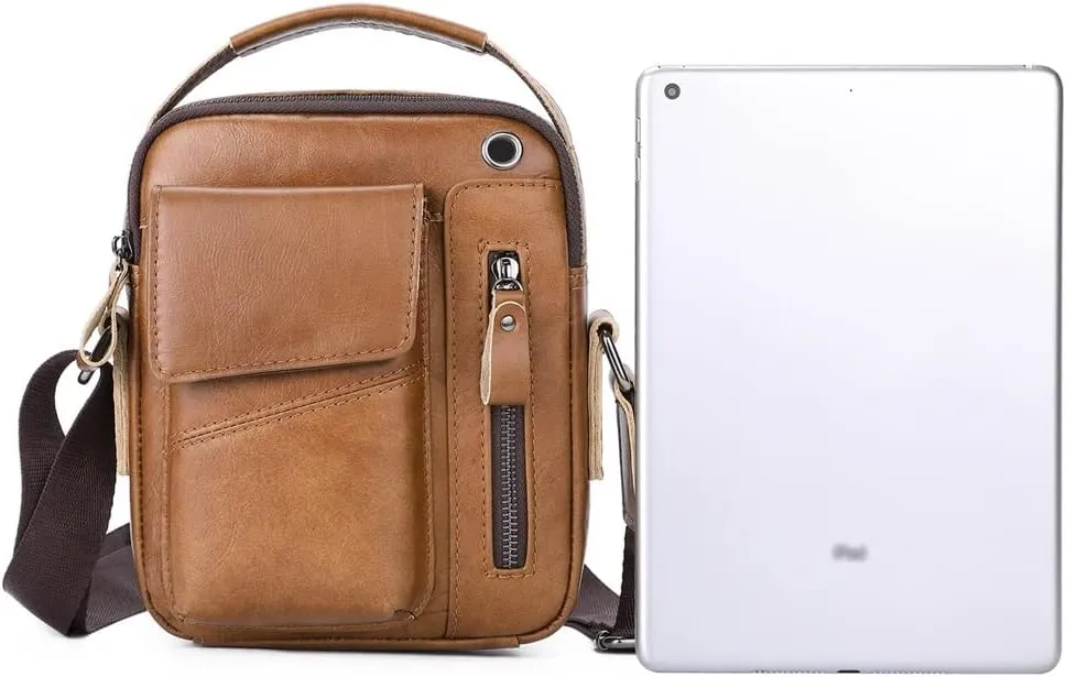 Men's Real Leather Bao Top Layer Leather Wear-resistant Casual Multi-male Crossbody Bag Single Shoulder Bag
