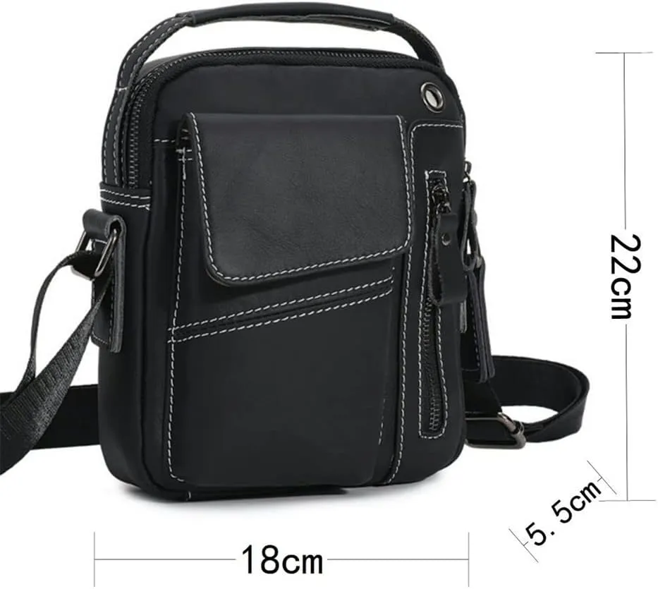 Men's Real Leather Bao Top Layer Leather Wear-resistant Casual Multi-male Crossbody Bag Single Shoulder Bag