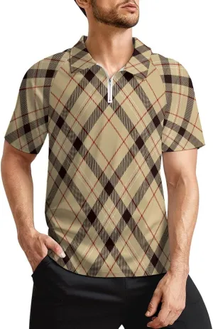Men's Short Sleeve Casual Polo Shirt Summer Zip Polo Tracksuit for Men S-3XL