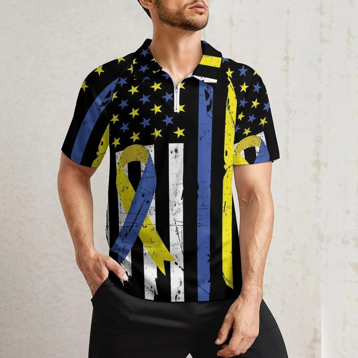 Men's Short Sleeve Casual Polo Shirt Summer Zip Polo Tracksuit for Men S-3XL